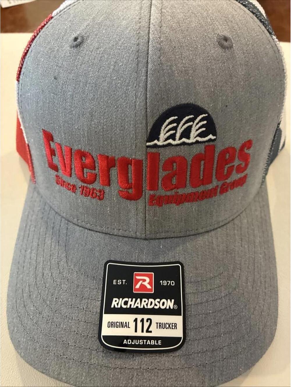 Everglades Equipment Trucker Hat Snapback Mesh Cap American Flag Embroidered